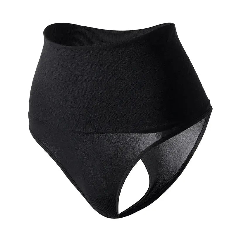 Culottes String Femme Taille Haute Contrôle Ventre Sculptant Nylon Élasthanne - Black / L