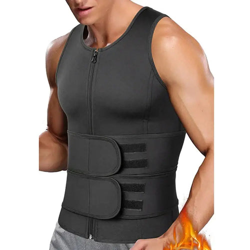 Gilet de Sauna pour hommes modelant le corps entraîneur de taille Double ceinture chemise de sueur Corset haut ventre