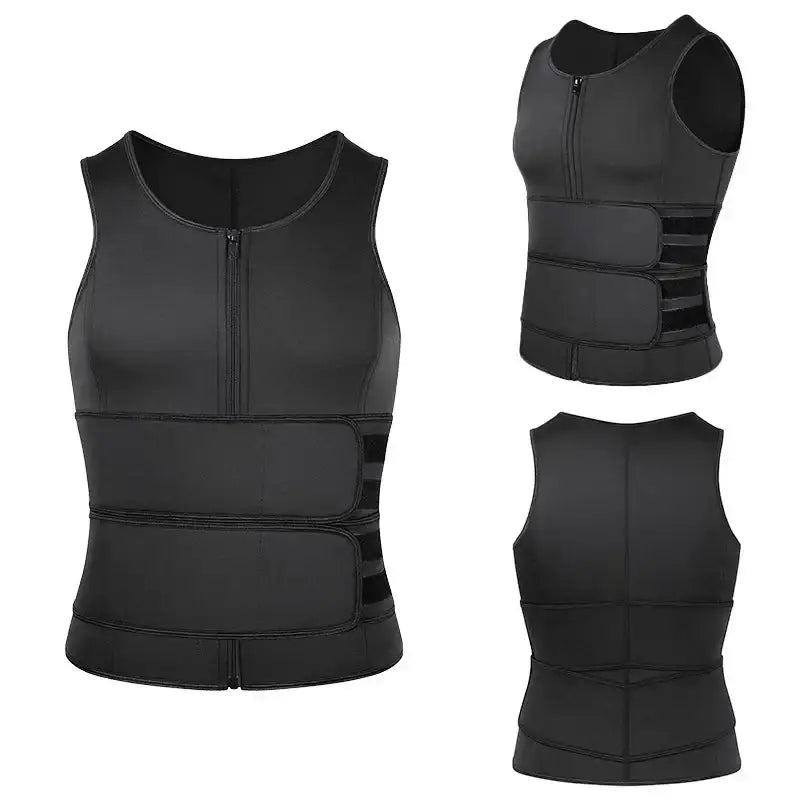 Gilet de Sauna pour hommes modelant le corps entraîneur de taille Double ceinture chemise de sueur Corset haut ventre