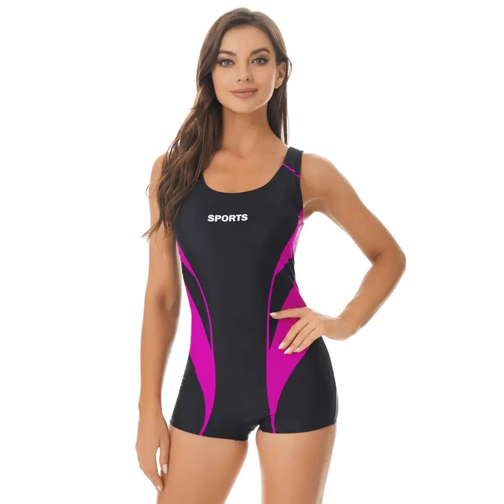 Maillot de Bain Une Pièce Femme Col en U Dos Ouvert Été 2025 - Rose Red / XXL