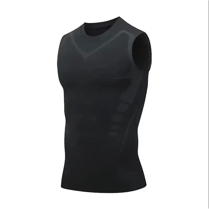 Gilet Amincissant Homme en Soie Glacée avec Contrôle du Ventre - black / S