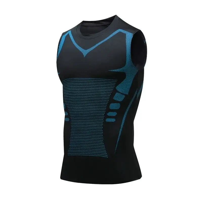 Gilet Amincissant Homme en Soie Glacée avec Contrôle du Ventre - black blue / S
