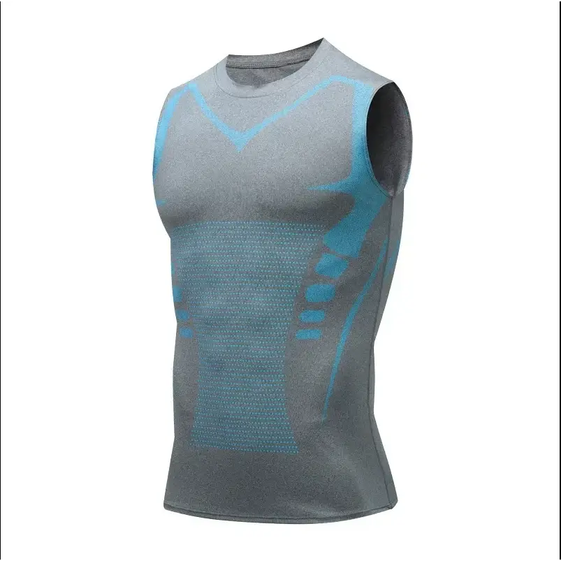Gilet Amincissant Homme en Soie Glacée avec Contrôle du Ventre - grey blue / S
