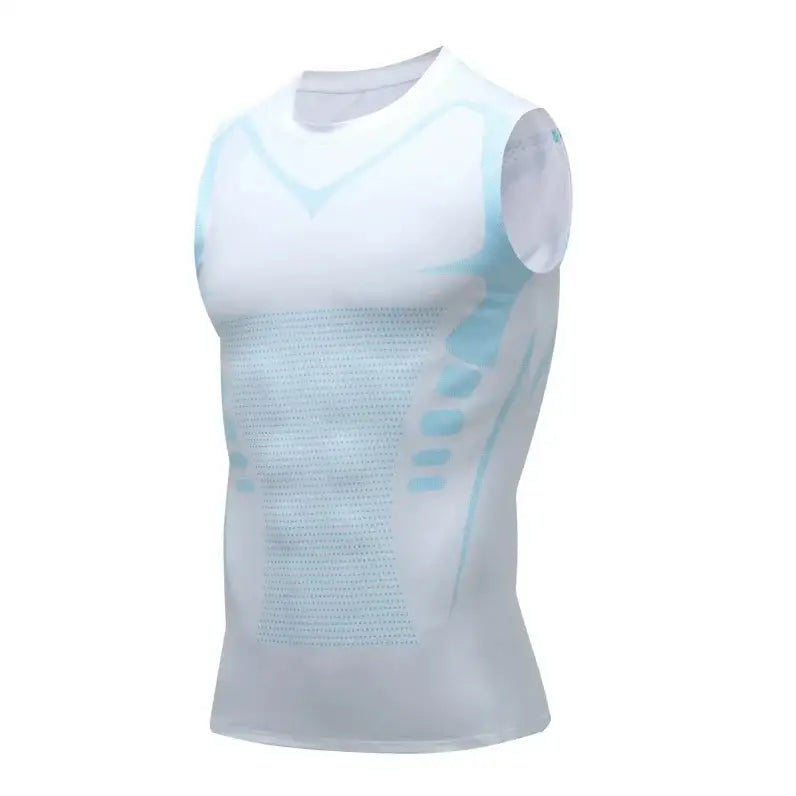 Gilet Amincissant Homme en Soie Glacée avec Contrôle du Ventre - white blue / S