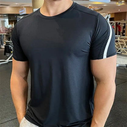 T-shirt de Compression Homme Manches Courtes Sport Été Fitness Jogging - Black / Asian Size-L / CHINA