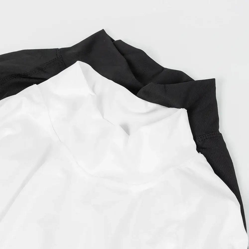 T-shirt Moulant Sport Homme Col Roulé Compression Séchage Rapide Fitness